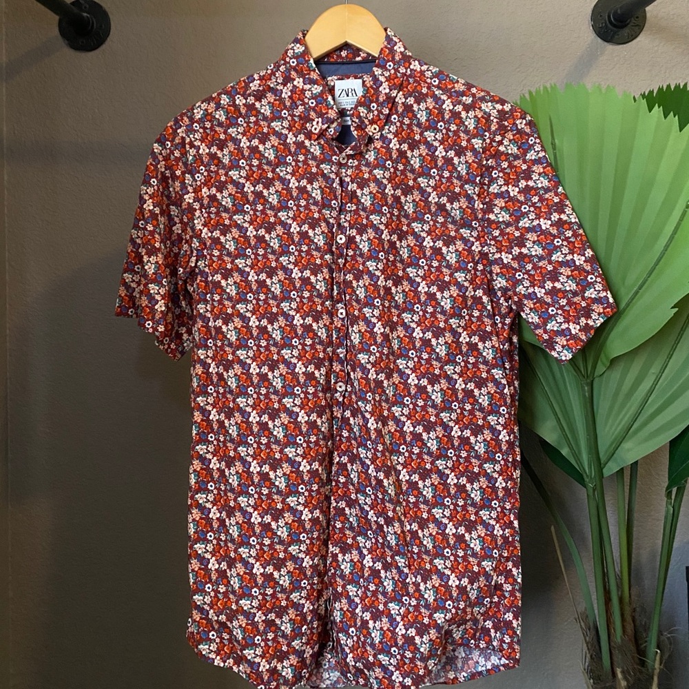 Zara Mens Shirt Small Floral Print
